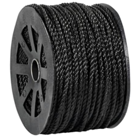 Swivel 0.25 in. 1150 lbs Black Twisted Polypropylene Rope - Black - 600' SW3351053